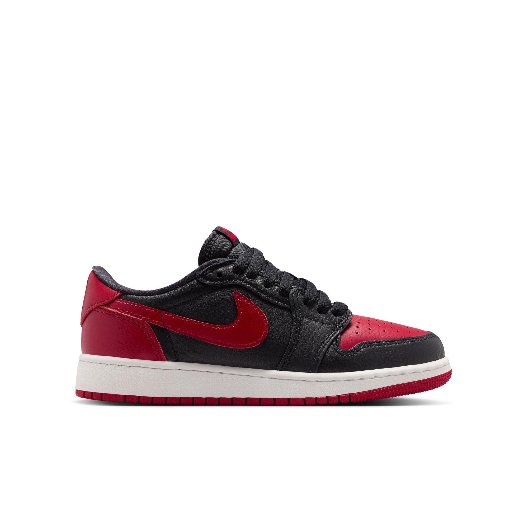 Jordan 1 Low OG "Banned" Grade School Kids' Shoe - BLACK/VARSITY RED/SUMMIT WHITE